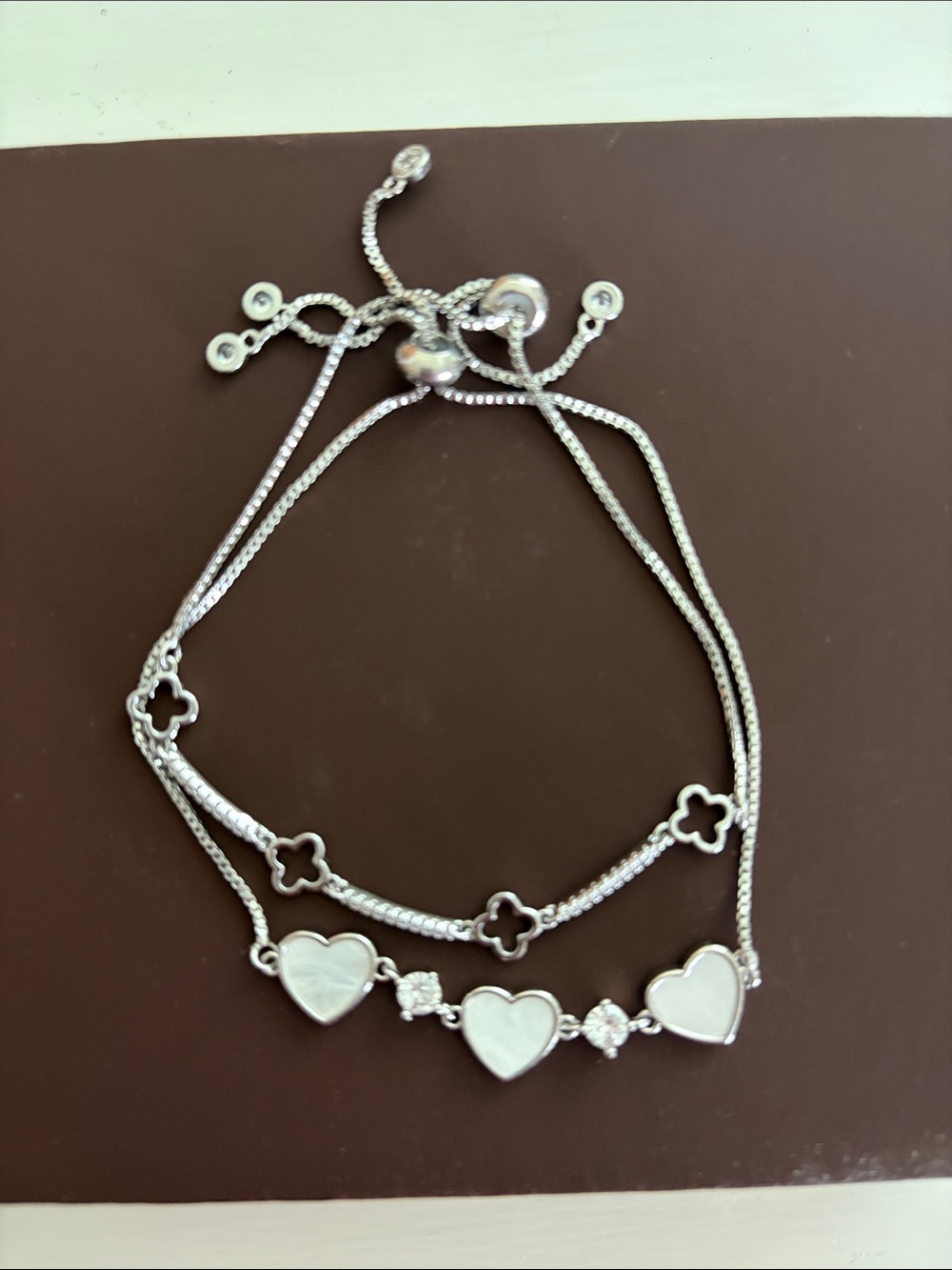 2 Delicate Silver Bracelets-Multiple Size Adjustments